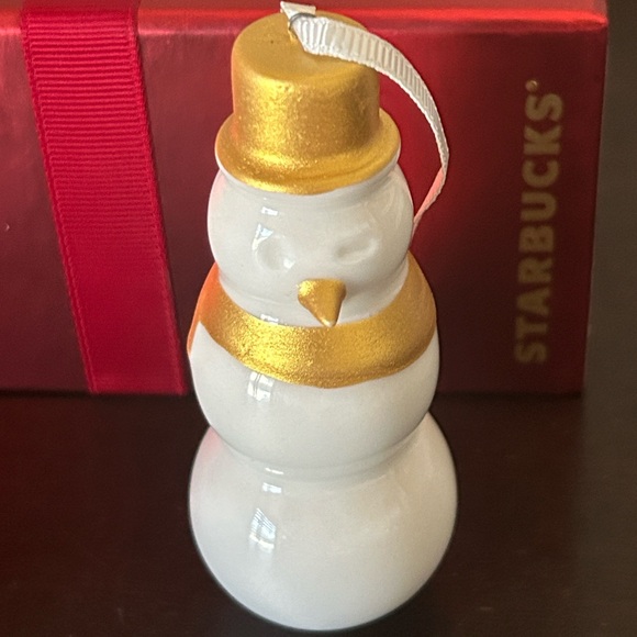 🎄Starbucks Ceramic White With Gold Accents Ornaments Set 2012 NWT - Picture 9 of 14